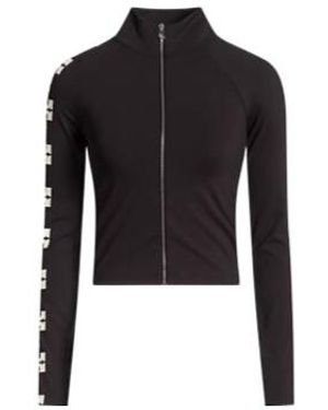 Tory Burch Stand-Collar Full-Zip Cropped Top - Black