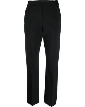 MSGM Logo-Waistband Tapered-Leg Trousers - Black