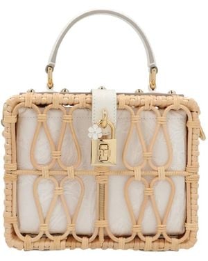 Dolce & Gabbana Dolce Box Wicker Buckled Tote Bag - Natural