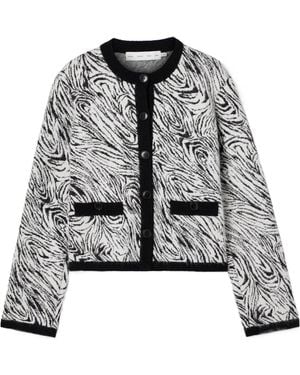 Proenza Schouler Amina Jacquard Knit Cardigan - Grey