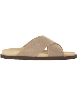 Brunello Cucinelli Crossover Strap Slip-On Sandals - Brown