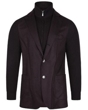 Eleventy Knitted Panel Blazer - Blue