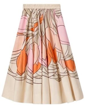 La DoubleJ Balerina Floral-Print Midi Skirt - Red