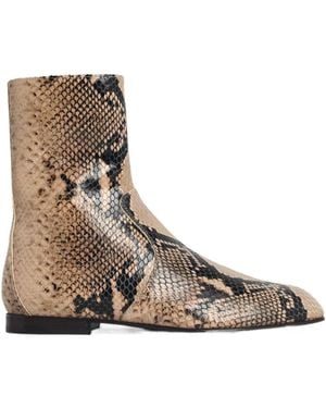 KHAITE 'Colt' Snake Leather Ankle Boots - Brown