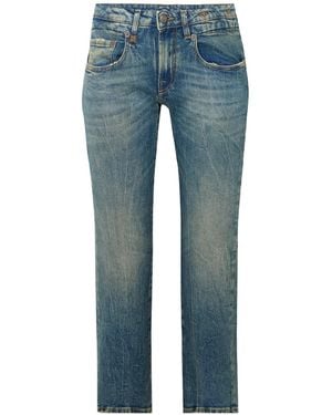 R13 Boy Cropped Distressed Low-Rise Straight-Leg Jeans - Blue