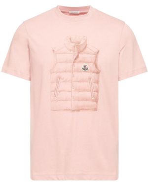 Moncler Padded Gilet Print T-Shirt - Pink
