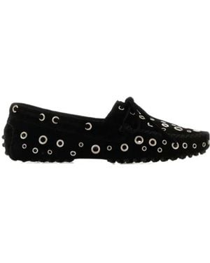 GIMAGUAS Eyelet Car Flat Shoes - Black