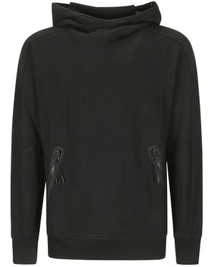 C.P. Company Diagonal Raised Fleece Goggle Hoodie - Black