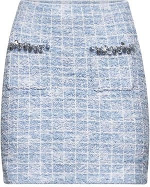 Self-Portrait Tweed Mini Skirt - Blue