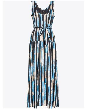Pinko Striped Tie-Waisted Maxi Dress - Blue