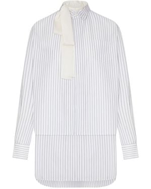 Sacai Long-Sleeved Striped Dress - White