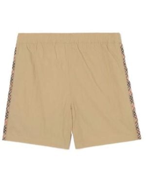 Burberry Check Trim Swim Shorts - Natural