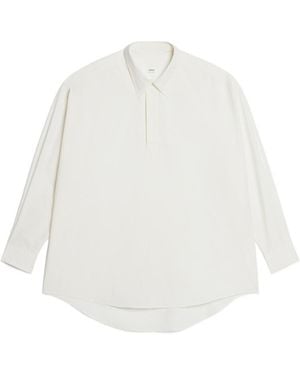 Ami Paris Ami Long-Sleeved Shirt Dress - White