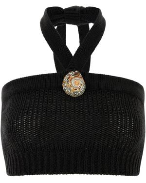 Alanui Island Memories Knit Crop Top - Black