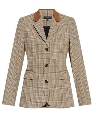 Rag & Bone Checked Suede-Trimmed Jacket - Natural