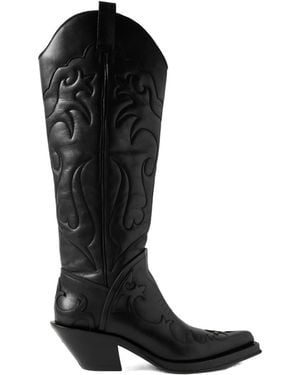 Gabriela Hearst Capitana Embroidered Leather Knee Boots - Black
