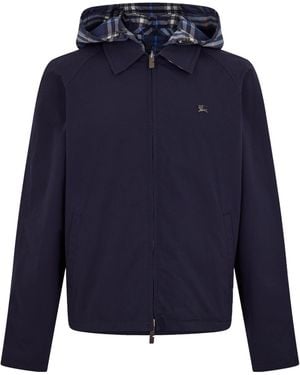 Burberry Spread-Collar Hooded Jacket - Blue