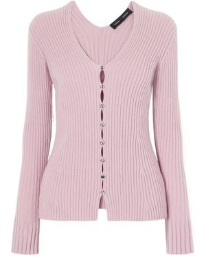 Proenza Schouler Valeria Ribbed-Knit Cashmere Cardigan - Pink