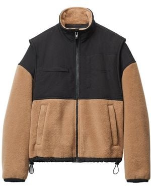Alexander Wang Paneled Zip Fleece Jacket - Brown