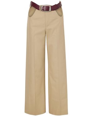 Jean Paul Gaultier Cut-Out Mid-Rise Straight-Leg Cotton Trousers - Natural