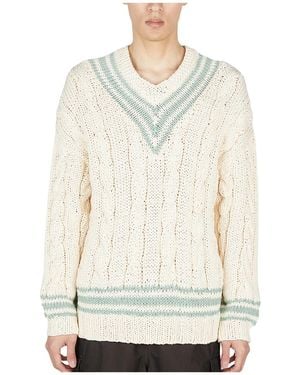 Visvim Cable-Knit V-Neck Sweater - White