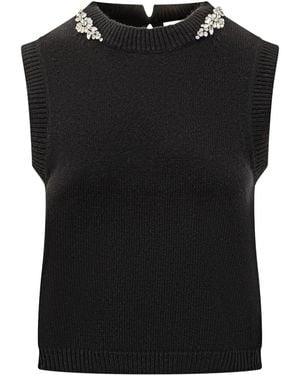 Semicouture Crystal-Embellished Sleeveless Top - Black