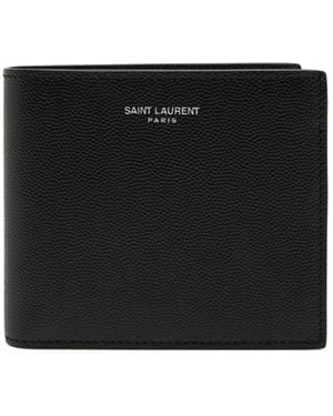 Saint Laurent Grain Leather Short Foldable Wallet - Black