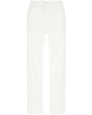 ICON DENIM Star Embroidered Denim Trousers - White