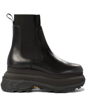Sacai Chelsea Leather Ankle Boots - Black