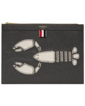 Thom Browne Lobster-Appliqué Clutch Bag - Black