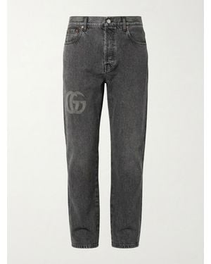 Gucci Logo Detailed Slim Fit Denim Jeans - Grey