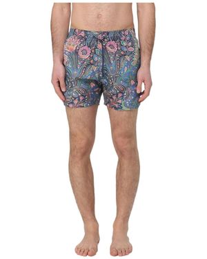 Etro Paisley Printed Swim Shorts - Blue