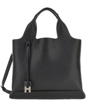 Hogan H Logo Charm Shopping Bag - Black