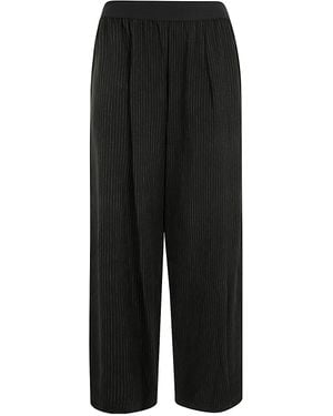 Maria Calderara Pinstripe Wide Leg Trousers - Black