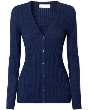 Gabriela Hearst Emma Pointelle-Knit Cashmere And Silk-Blend Cardigan - Blue
