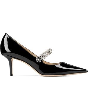 Jimmy Choo Patent Leather Pumps With Crystals - Black