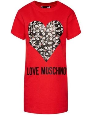 Moschino Logo Love Printed T-Shirt Dress - Red