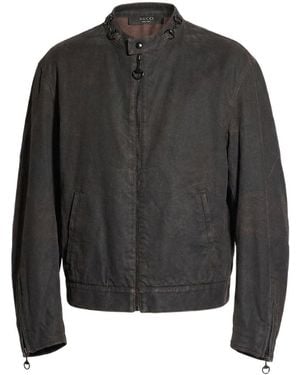 Gucci Cotton Viscose Denim Jacket With Horsebit - Grey
