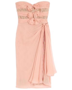 Valentino Lace-Embellishment Midi Dress - Pink