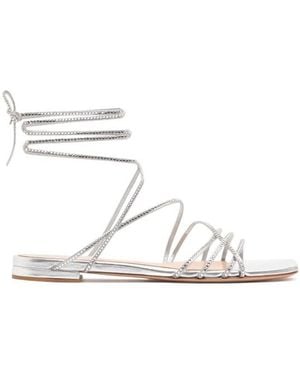 Gianvito Rossi 10Mm Leather Crystal Sandals - White