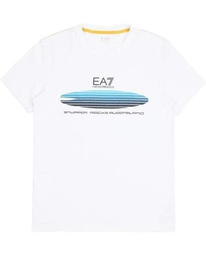 EA7 Logo Printed Round Collar T-Shirt - White