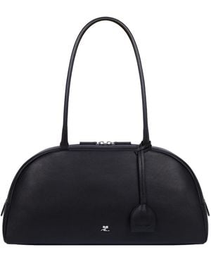 Courreges Courrèges Curved Zip Shoulder Bag - Black