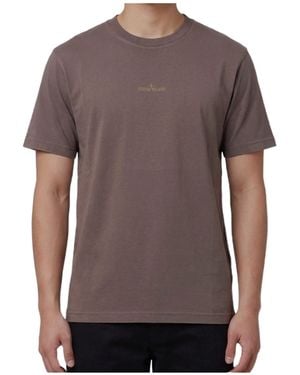 Stone Island Desert Print Logo T-Shirt - Brown