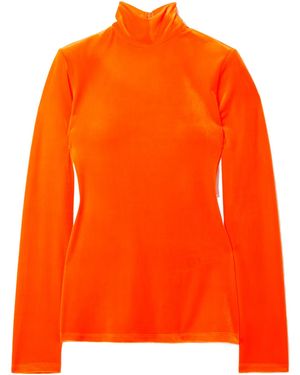 Victoria Beckham High-Neck Long-Sleeve Top - Orange
