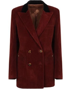 Blazé Milano Corduroy Double-Breasted Blazer - Purple