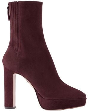 Aquazzura Solid Colour Suede Ankle Boots - Purple