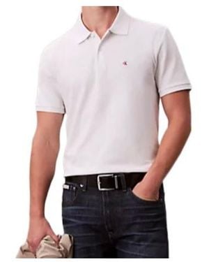 Calvin Klein Embroidered-Logo Polo Shirt - White