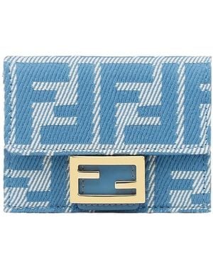 Fendi Baguette Ff Jacquard Micro Trifold Wallet in Blue | Lyst