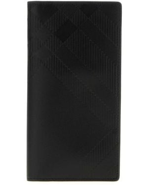 Burberry Check Pattern Bi-Fold Wallet - Black