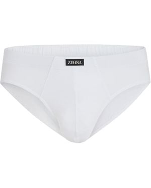ZEGNA Logo Waist-Edge Knickers - White